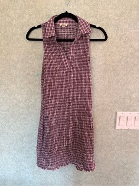 Anthropologie Pilcro Smocked Gingham Mini Dress - Size S - Like new